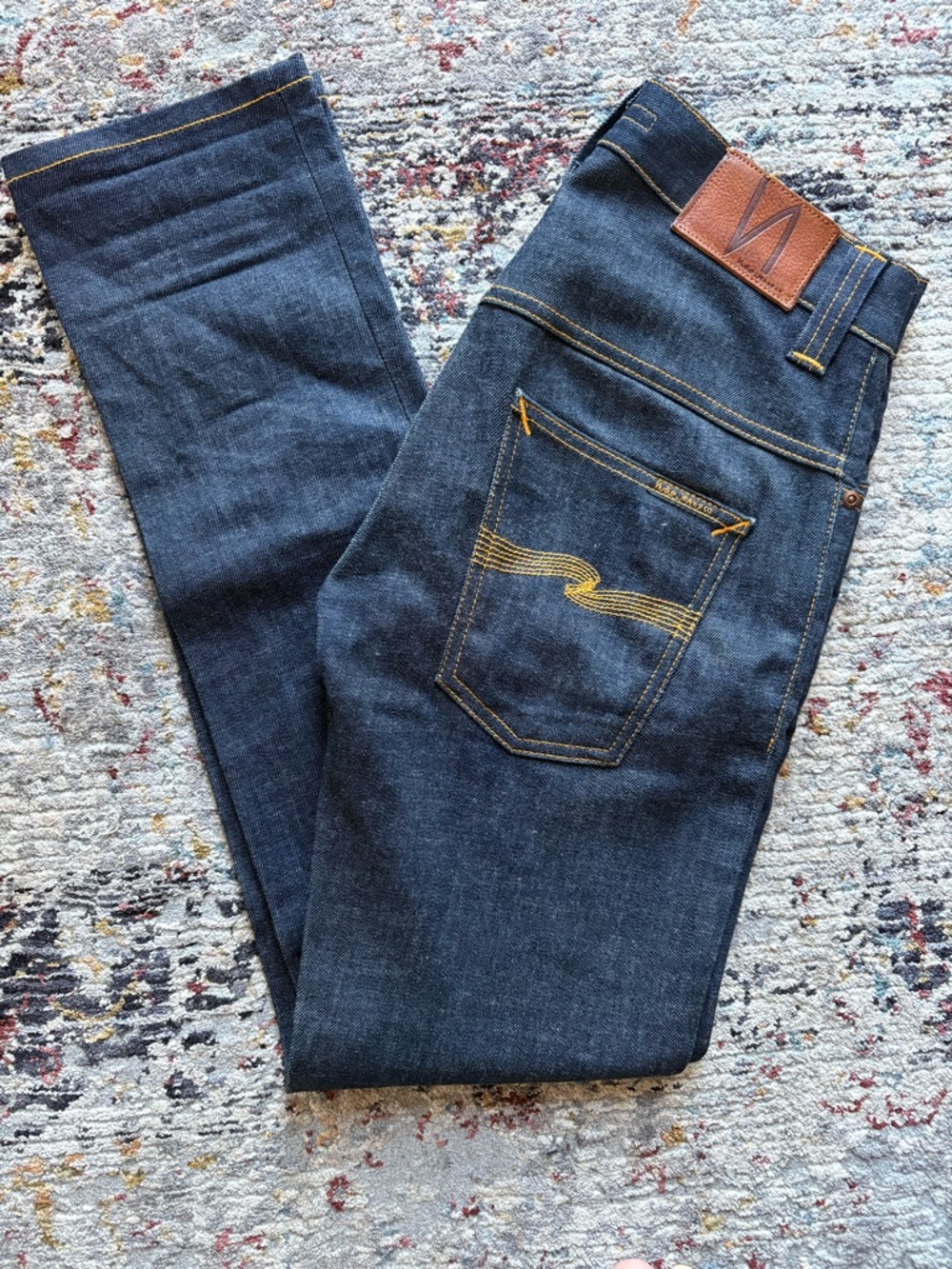 Thin Finn Nudie Jeans Dark Blue Slim Straight Denim